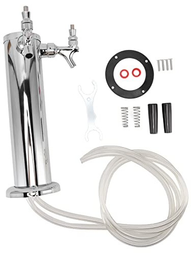 Stainless Steel Draft Beer Tower with Double Faucet for Home Bar Kegerator and Keezer
