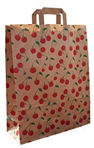 PGV Papiertragetaschen mit Flachhenkel Cherry (32 + 12 x 40 cm, 100 Stück)