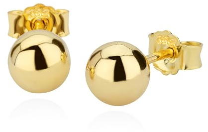 NKlaus Kugel-Ohrstecker 333 Gold, Gelbgold glänzend, 6mm, unisex, 2 Stück
