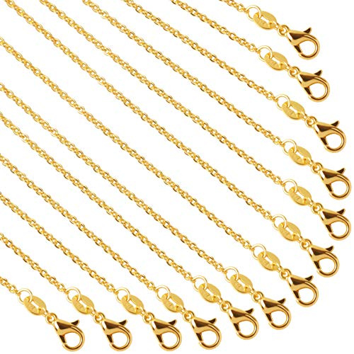 50 Pack Necklace Chains Bulk Gold Plated Cable Chain Pack for Jewellery Making 18 Inches
