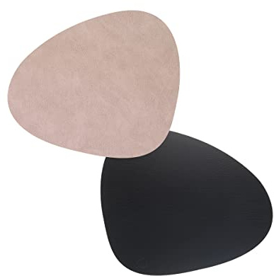 LindDNA Tischset Curve wendbar aus recyceltem Bull Leder in der Farbe Warm Grey/Black mit Einer Größe von 37x44cm, 990282