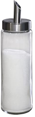 Neat Pour Sugar Dispenser, Shaker & Pourer - MODERN STYLE Brushed Nickel with Stainless Steel Lid, Dishwasher Safe for Sugar, Salt, Cocoa, Sprinkles. 8.4oz for coffee, tea, and baking (Pack of 1)