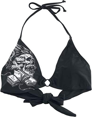 Rock Rebel by EMP Donna Top Bikini Nero con Stampa Teschio M