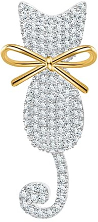 KristLand Katze Broschen für Frauen Mode Tier Brosche Pin mit funkelnden Kristall Korsage Art Deco Cute Cat Brosche Pin Geburtstag Party Hochzeit Geschenk