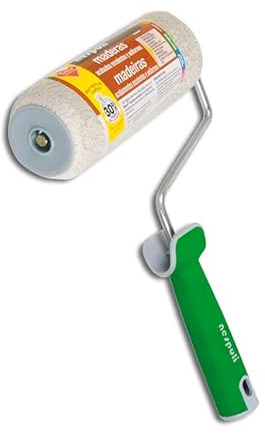 Nespoli Rullo di vernice in microfibra di teflon per legno, 18 cm, manico ergonomico con bordi smussati per evitare segni