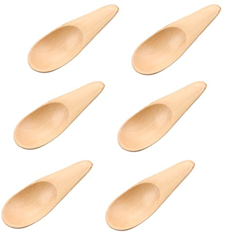 Lot de 6 petites cuillères en bois créatives pour thé, lait, poudre, café