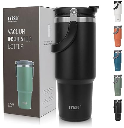 Riley Joy 30oz Travel Mug with Straw and Handle, 100% Leak Proof Stainless Steel Water Bottle, BPA Free - Dishwasher Safe - Car Coffee Cup