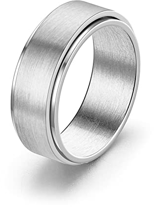 AmDxD ring vintage titanstål, spinner ring enkel borstad bred 8 mm fidgetring, guld ångest ringar för män kvinnor, ringar storlek 62 (19,7), rostfritt stål, Ingen zirkonia