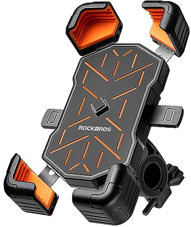 ROCKBROS Supporto per telefono da moto, smartphone da 4,5 a 7,1 pollici, morsetto per manubrio a sgancio rapido, girevole a 360°, silicone antiscivolo, facile installazione, ampia compatibilità