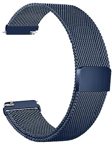 Oumida 20mm 22mm Uhrenarmbänder für Damen Herren, Edelstahl Mesh Armband Metall Ersatzarmband, Verstellbarer Schnellverschluss Armbänder mit Magnetschnalle, 22mm Blau