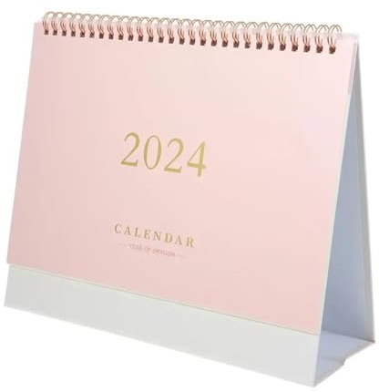 GLigeT 1PC Schreibtisch-Stehkalender 2024, Desktop-Monatsplaner, Tischbüro, Tischplaner, Desktop-Kalender for Zuhause, Büro, Schule (Color : Pink 25.5X21X8CM)