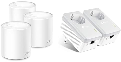 TP-Link Deco X50 Mesh WLAN Set (3 Pack) & Powerline Adapter Set TL-PA4010P KIT(600Mbit/s