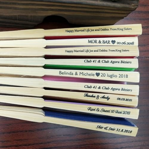 30/50/80/100 Stück Personalisierte Gravierte Seiden-Handfächer, Hochzeitsfächer, Vintage-Fächer, Individuelle Hochzeitsgeschenke, Personalisierte Seidenfächer, Bambus-Seidenfächer, Initiale(100pcs)
