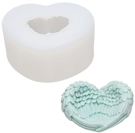 Goldyida Engelsflügel Silikonform Herz Flügel Formen Epoxidharz 3D Engel Silikon Formen Engelchen Statue Kerzen Gießform (Größe)