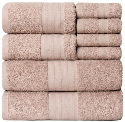 nice homeit Set Asciugamani in Cotone 100%, 8 Pezzi, Asciugamani Da Bagno, Made in Italy, Palestra, Hotel e Spa. Molto Assorbente (CIPRIA)