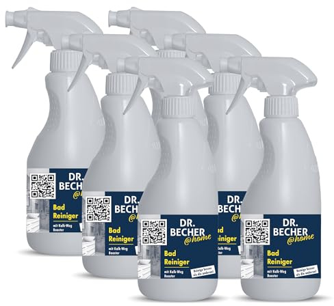 DR.BECHER @home Vorteilspack Bad Reiniger - Entfernt Kalk- und Wasserflecken, Seifen- und Schmutzreste mit Abperl-Effekt - Perfekt für Armaturen, Wannen, Waschbecken, Kacheln und Wände 6x 500ml