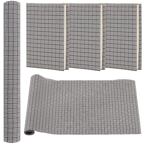 craspire 110x42cm PVC Buchumschläge Zum Buchbinden Waschbares Tischset Aus Kunststoff Buchumschlag Notizbuchumschläge Schwarz Weißes Gitter Buchtuch Schutz Buchbindezubehör Für DIY Bücher Alben