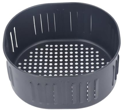 Cestello di ricambio per friggitrice ad aria, cestello per friggitrice ad aria antiaderente in acciaio inossidabile nero da 5,5 litri, cestello per friggitrice riutilizzabile e