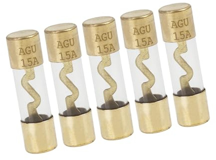 A ABSOPRO 5 Stücke 15A AGU Sicherungen Feinsicherung Glassicherung Glasrohrsicherung KFZ Sicherung Schnelle Glas Sicherung Kit Artikelaustausch