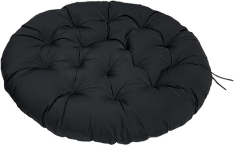 Gepolstertes Stuhlkissen für Drehstuhl, runder Sessel, Polyrattan, Gartensessel, Innen- und Außenbereich, 60 x 60 cm, Schwarz