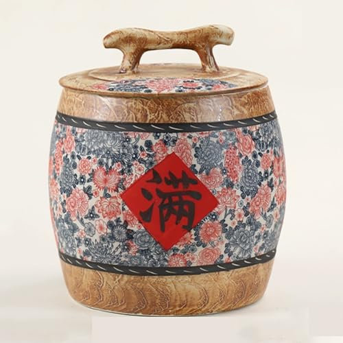 Rice Dispenser Ceramic Rice Container Rice Container Rice Bucket Ceramic Rice Cylinder With Lid Grain Dispenser Airtight Bulk Food Storage Kitchen Pantry Organization Rice Soybeans Corn Flour Oatmeal(