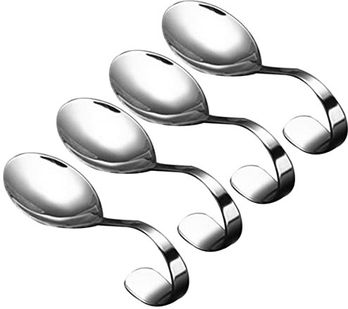 IMIKEYA Cucharas Para Ensalada De Acero Inoxidable Mango Curvo 4 Piezas Vajilla Inoxidable Utensilios Para Servir Uso Bufé y Fiestas
