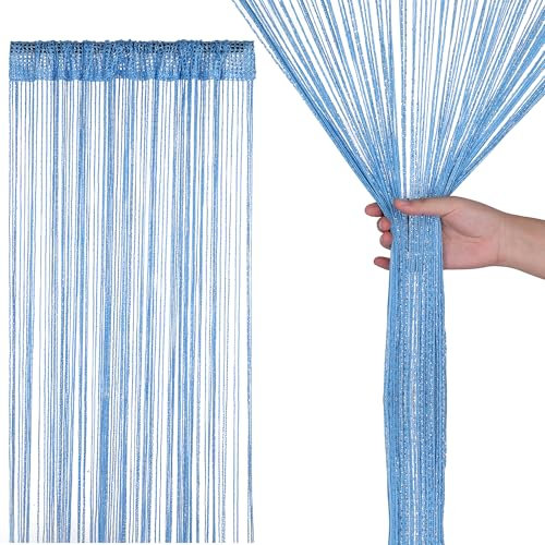 Personalize Pro 200cm x 90cm - Sky Blue - Glitter String Curtains | Fly Screen Room Divider Fringe Panel Spaghetti Tassel Curtain For Doorway, Windows, Doors, Home Décor, Event Decoration