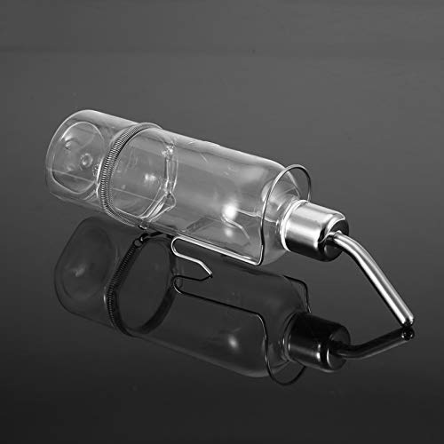 Aumotop Alimentador Automático de Conejos para Mascotas, Botella de Alimentación de Agua para Loros y Pájaros, Tetina de Bola de Acero Inoxidable, Dispensador de (Grande 10 X 31 cm /
