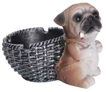 ARFUKA Posacenere per sigari a forma di cane carino cestino portacenere con supporto per sigarette per patio esterno interno