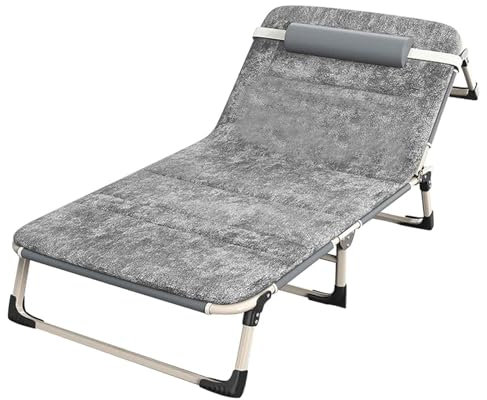 2-in-1 tragbares Campingbett & faltbares Kinderbett mit Matratze und Kissen, 4 Positionen, Loungesessel für Erwachsene, ideal für Terrasse, Strand, Pool, Rasen