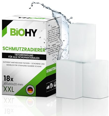 BiOHY Dirt Eraser Sponge (1 x 18 Pieces) | Magic Sponges for Shoes, Kitchen, Bathroom, Walls and Cars | Cleaning Sponges for Stubborn Stains