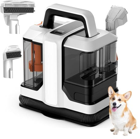 Portable Carpet Spot Cleaner, 450W Handheld Deep Cleaner, 15KPA Powerful Suction for Pet Stains, Sofa, Car Seats, Includes Dual Brush Heads