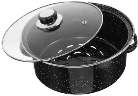 GLEAVI Frying Pan Mit Emaille-beschichtung Und Deckel Grillpfanne Mit Zwei Antihaftbeschichteter Topf Für Kartoffeln Und Brot Für Ofen Und Herd
