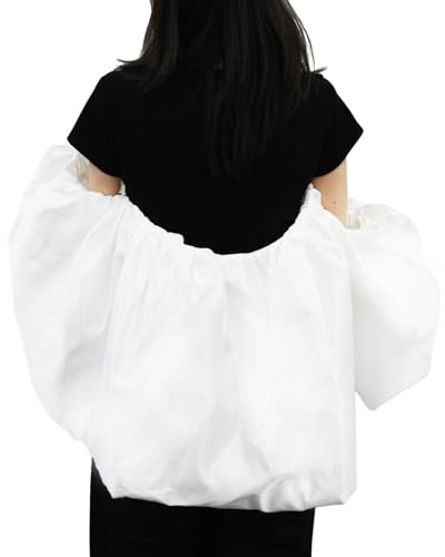 FREEBLOSS Wedding Satin Shawl Puff Sleeves Detachable Sleeves Cape Bridal Bolero Evening Party for Wedding Dress Woman 49*15.75