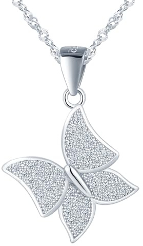 CPSLOVE Collar mariposa de plata 925 para mujer y niña, collare colgante creativa con circón con cadena de 45 cm, moda joyería, plateado