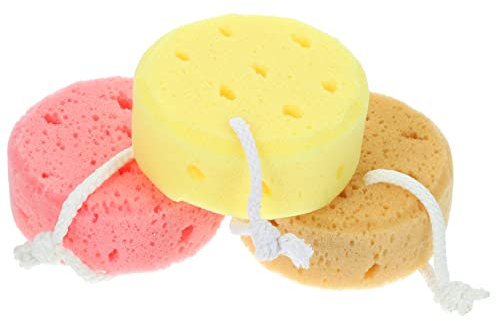 HONITANO 3 pièces Éponge de Bain Exfoliante Éponge Garçon Fille Adulte de Sponges Mousse Jaune Rose Marron Hygiène et Confort Au Bains
