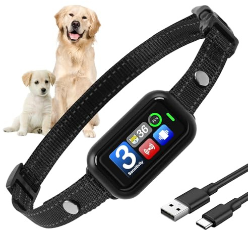 Victop Collare Antiabbaio per Cani Collare Sicuro Antiabbaio per Cani di Taglia Grande, Media e Piccola, Collare Leggero per Corteccia con 3 Modalità 5 Sensibilità Regolabile Impermeabile Ricaricabile