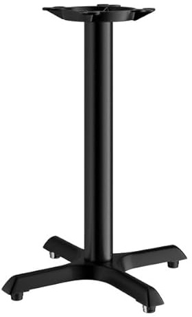 Glownary Cast Iron Table Base, Black Powder-Coated, 22x22 Inch Cross Style, 3 Inch Column, Standard Height with Self-Leveling Feet
