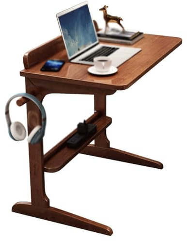 Escritorio Compacto para Espacios Pequeños,mesa ordenador，mesas gaming，escritorios oficina，de fácil manejo，con Gancho，para Estudio Trabajo Oficina Dormitorio Hogar(Walnut,70*40cm(28*16in))