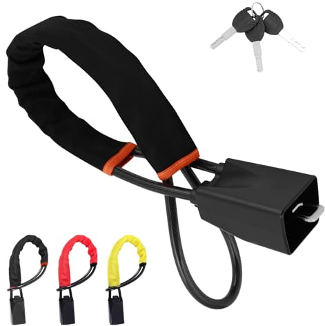 Titan - Dispositivo antirrobo para volante de coche, color negro con 3 llaves, bloqueo universal de hebilla para cinturón de seguridad para automóviles, SUV y camiones, cable de acero resistente