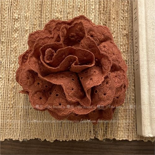 Blue Heart Super Fairy Embroidered Rose Flower Hairpin - Elegant Shark Clip for Women with Advanced Grip(Caramel)