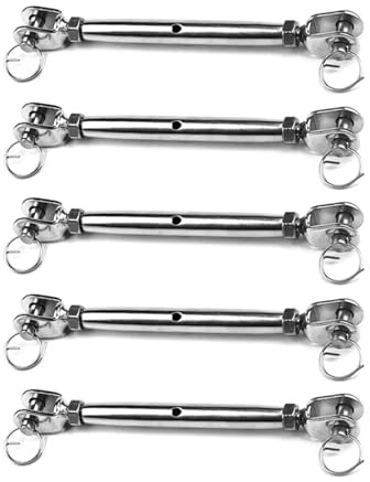 Closed Body Jaw/jaw Turnbuckle Flower Basket Screw M5 M6 M8 M10 M12 M16 for Tensioning Cable Rope Durable 304 Stainless Steel(5 Pcs,M5)
