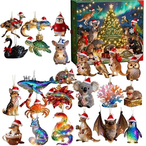Calendari 'Avvento Animali 2025 - Giocattolo Koala Acrilico 2D Con 24 Sorprese Per Bambini Adulti Famiglia Scuola Ufficio Scrivania Parete Albero Natale Decorazioni