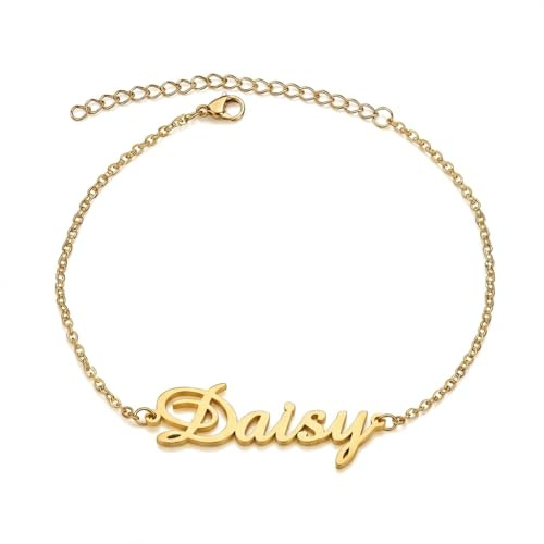 AUROGLOW Bracelet de cheville personnalisé pour femme, bracelet de cheville délicat personnalisé, bijou réglable en acier inoxydable pour un usage quotidien, style plage d'été, or argent or rose