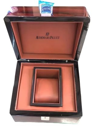ROUREOX Mahogny Trä Klocklåda Hög Glans Lack Finish Röd Brun Förvaring Fodral Ljusbrun Läder Interiör för Audemars Piguet
