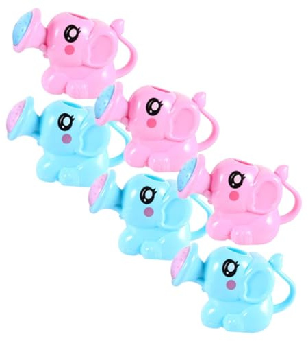 Kisangel Juguetes de Baño para Bebés 6 Piezas Forma de Elefante, Regaderas Infantiles de Plástico Seguro, Colores Rosa y Azul, Tamaño Pequeño Adecuado para Baño y Ducha Pequeños