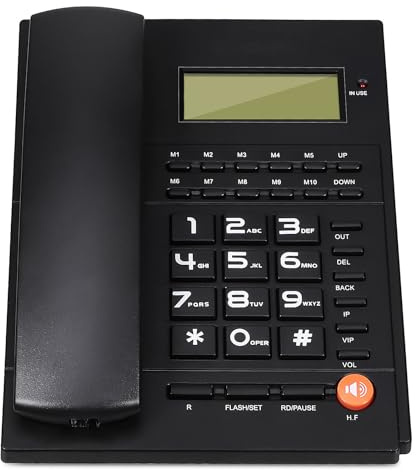 GALPADA Téléphone Fixe Filaire à Grosses Touches Noir, Affichage de L’Appel, Réglage Volume, Compatible Bureau Hôtel Maison, Téléphone pour Personnes Âgées, Câble Anglais Inclus