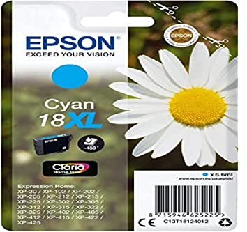 Epson C13T18124022 Cyan Original Tintenpatronen Pack of 1, XL