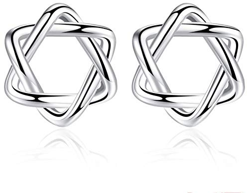 Belons - Orecchini a perno in argento Sterling 925, a forma di stella di David, a forma di stella