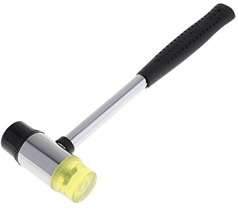 ChgImposs HAD_70B 30mm/1.18 inch Double- Faced Soft Mallet, Rubber Hammer Work Glazing Window Nylon Hammer with Round Head and Non-slip Handle DIY Hand Tool,Black, Silver
